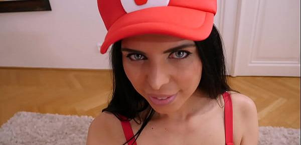  Super Mario cosplay porn with busty pornstar Kira Queen